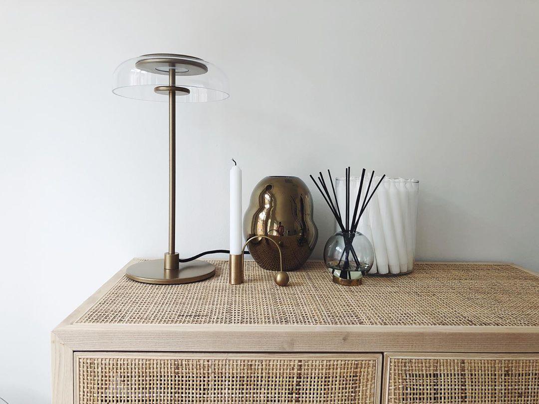 Rinelette Table Lamp Clear Glass Shade Wood Base