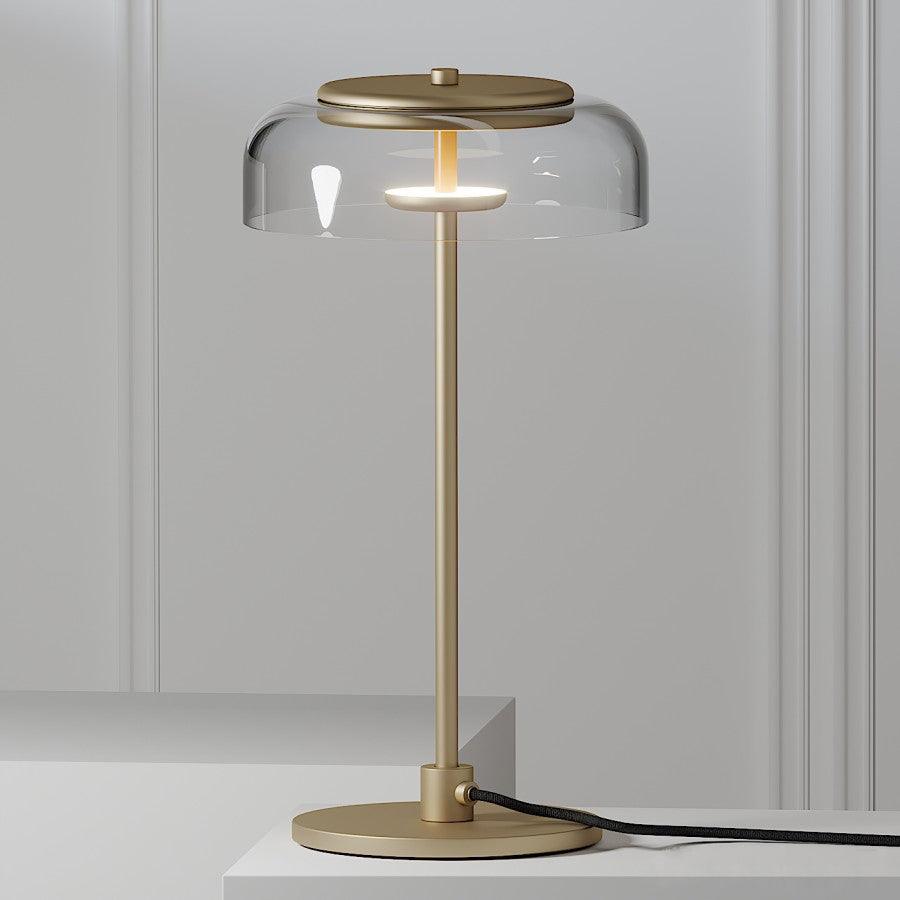Rinelette Table Lamp Clear Glass Shade Wood Base