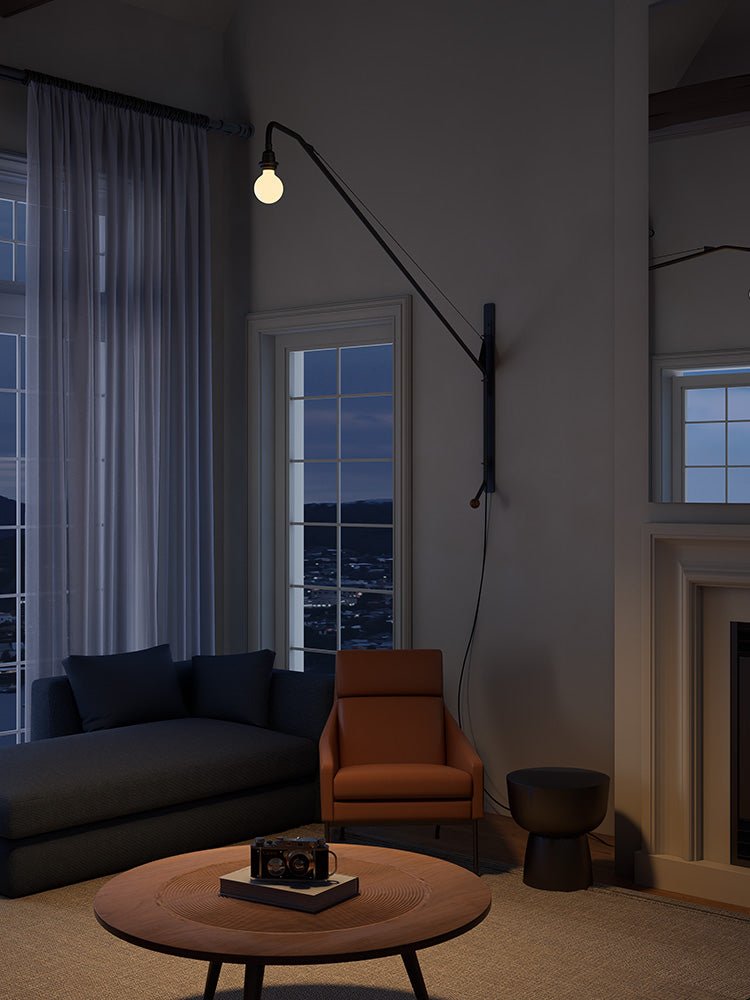 Black Extended Arm Wall Lamp