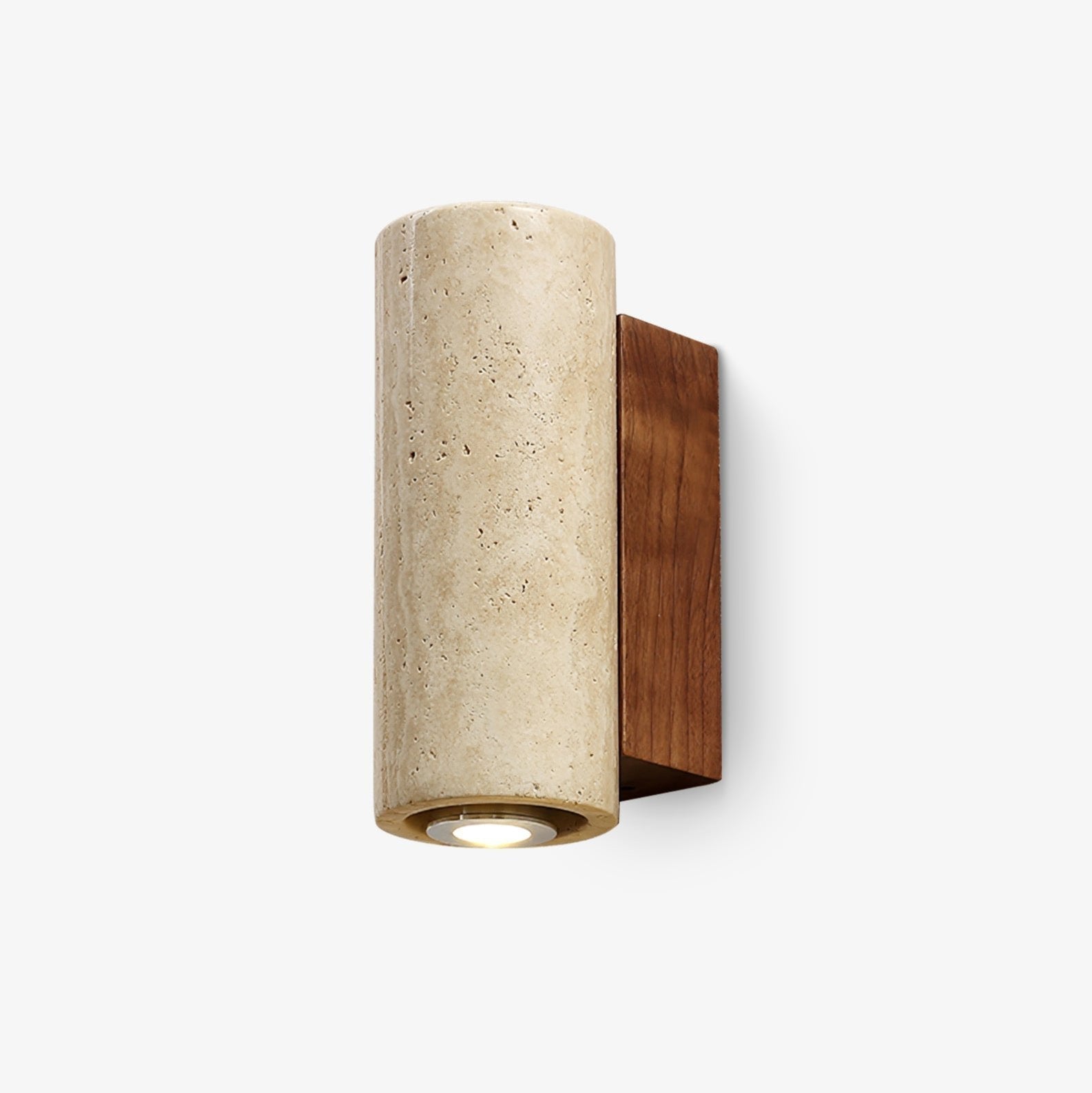 Nula Cylinder-Wood Travertine Wall Light