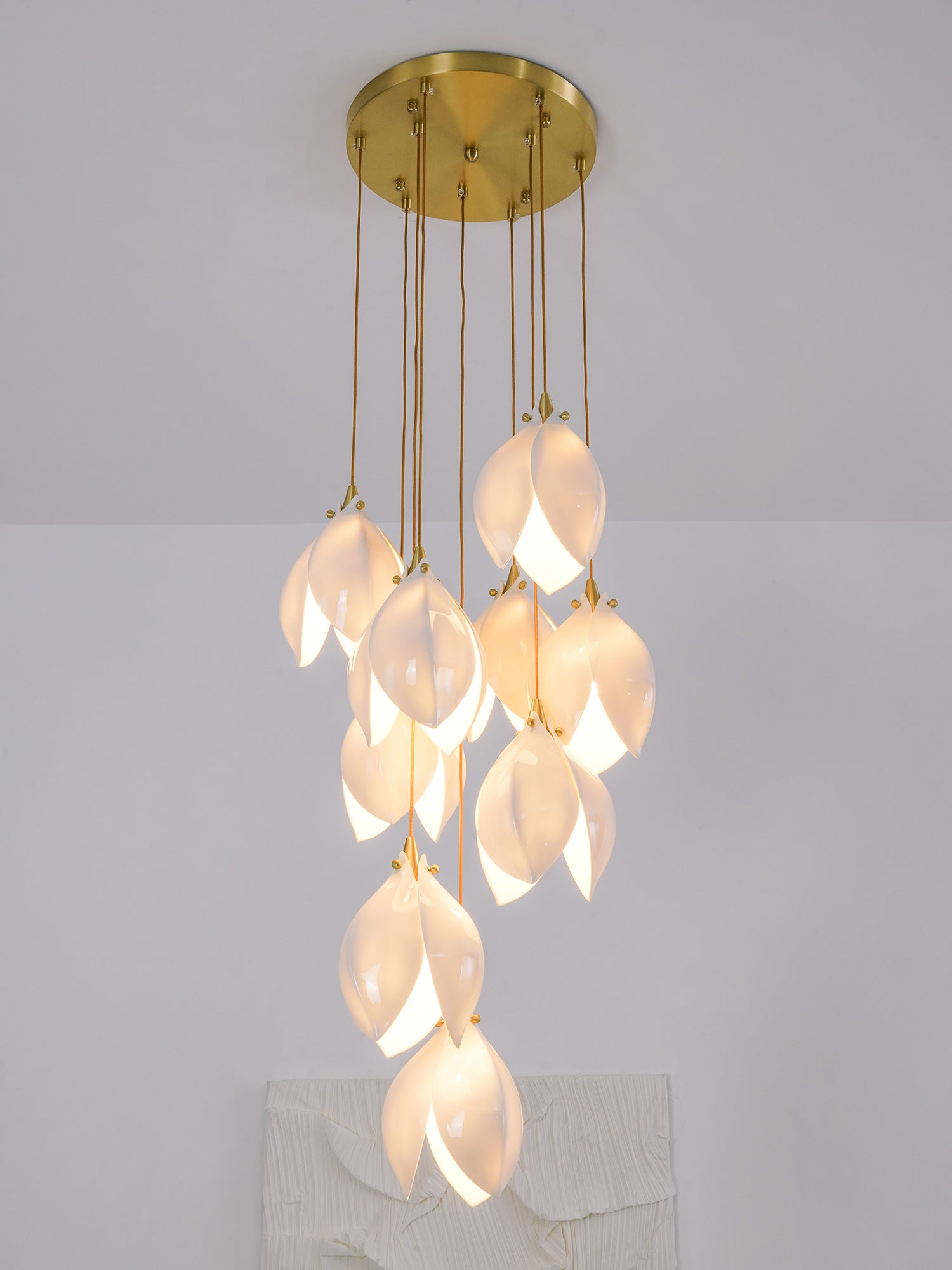 Lustra Pendant Lamp White Floral Ceramic - Neutral Decor