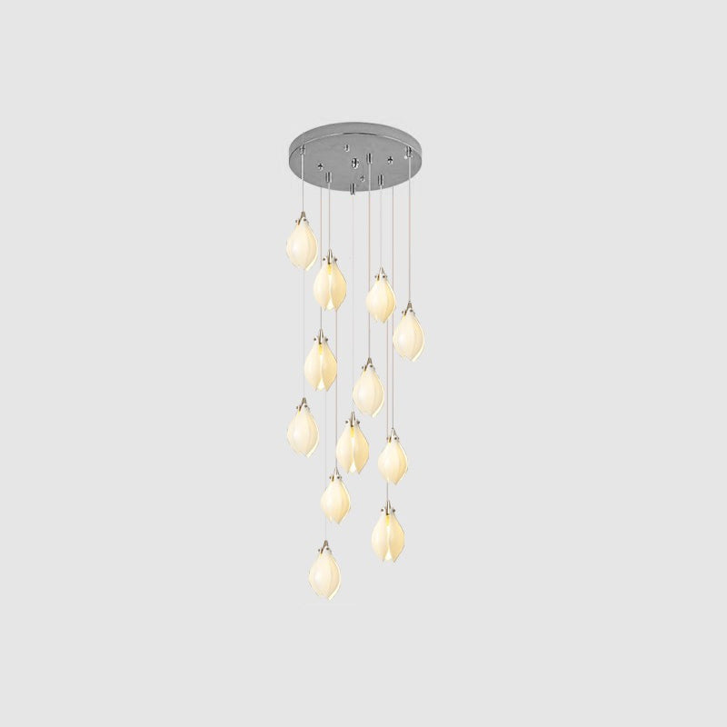 Lustra Pendant Lamp White Floral Ceramic - Neutral Decor
