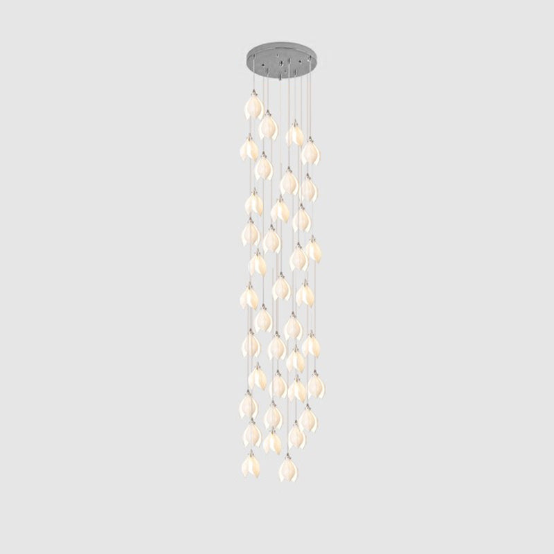 Lustra Pendant Lamp White Floral Ceramic - Neutral Decor