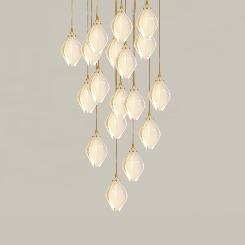 Lustra Pendant Lamp White Floral Ceramic - Neutral Decor