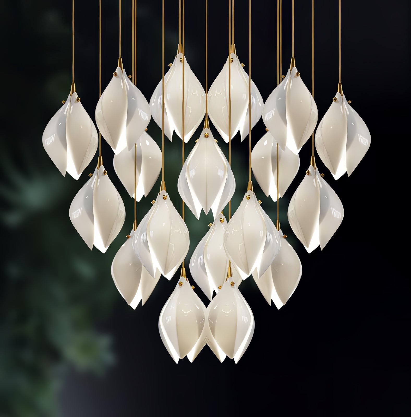 Lustra Pendant Lamp White Floral Ceramic - Neutral Decor