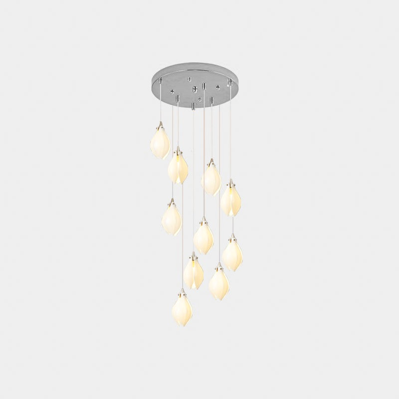 Lustra Pendant Lamp White Floral Ceramic - Neutral Decor