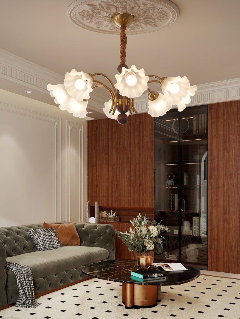 Ilvinan Traditional Elegance Wood Glass Chandelier
