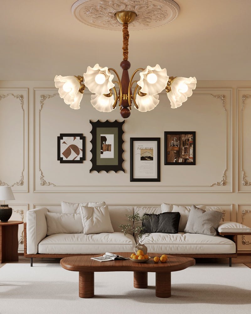 Ilvinan Traditional Elegance Wood Glass Chandelier