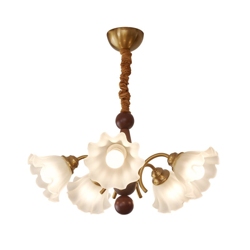 Ilvinan Traditional Elegance Wood Glass Chandelier