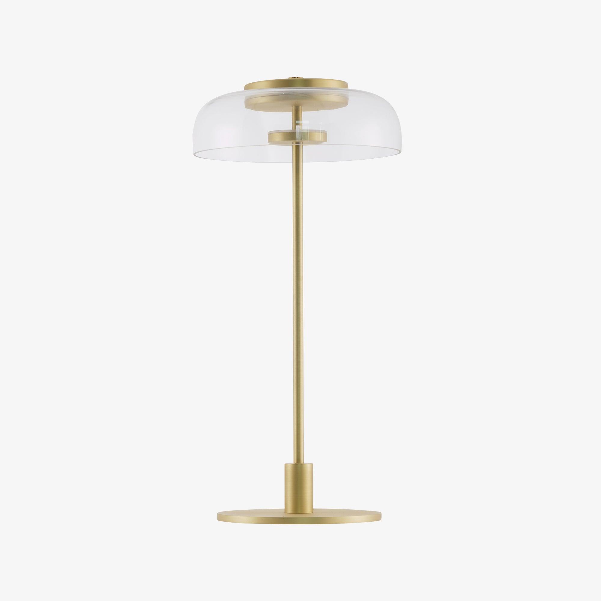 Rinelette Table Lamp Clear Glass Shade Wood Base
