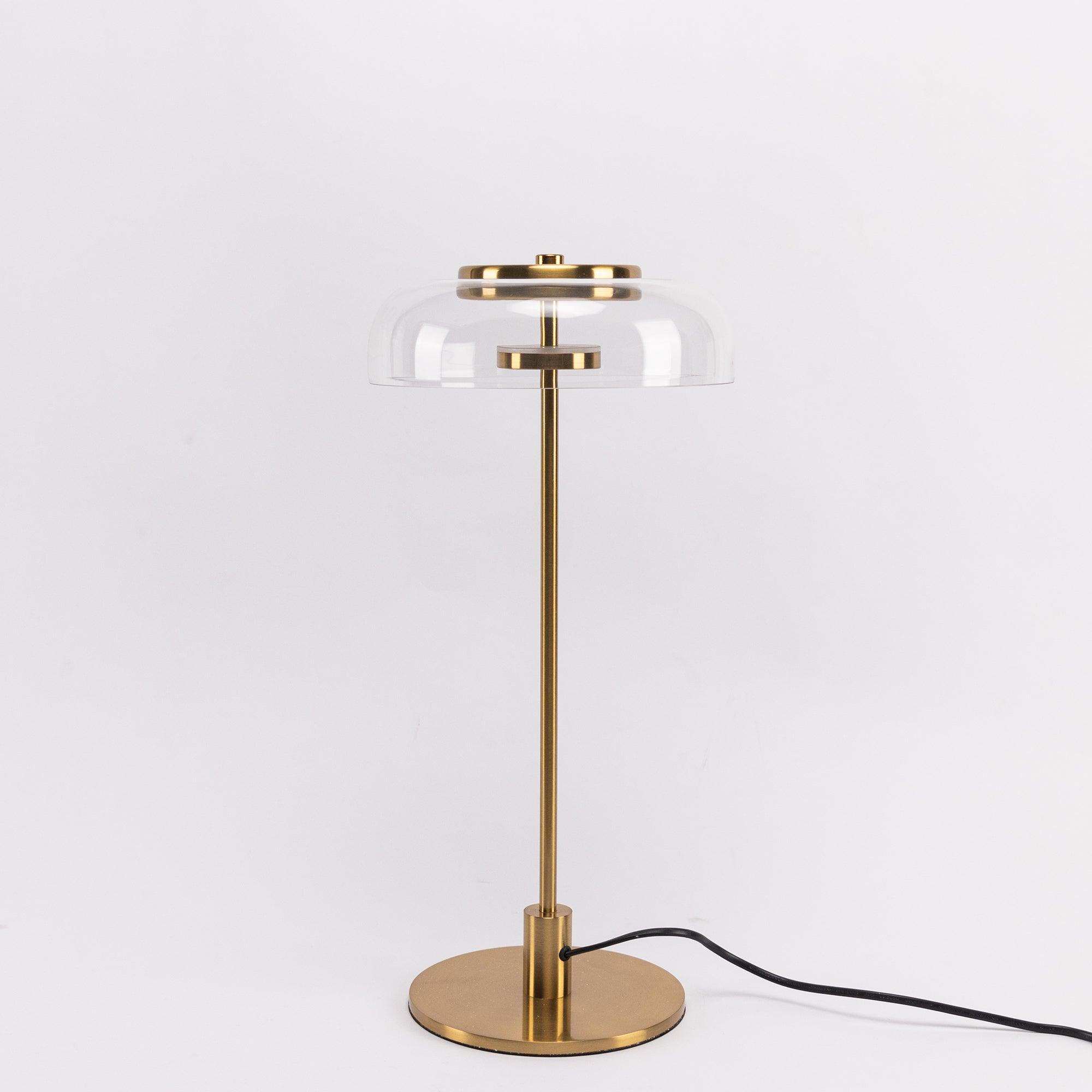 Rinelette Table Lamp Clear Glass Shade Wood Base