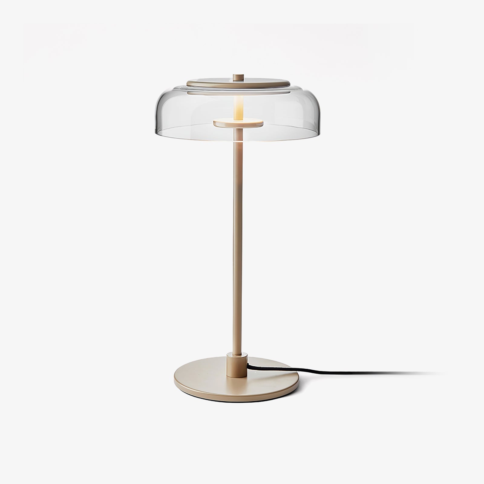 Rinelette Table Lamp Clear Glass Shade Wood Base