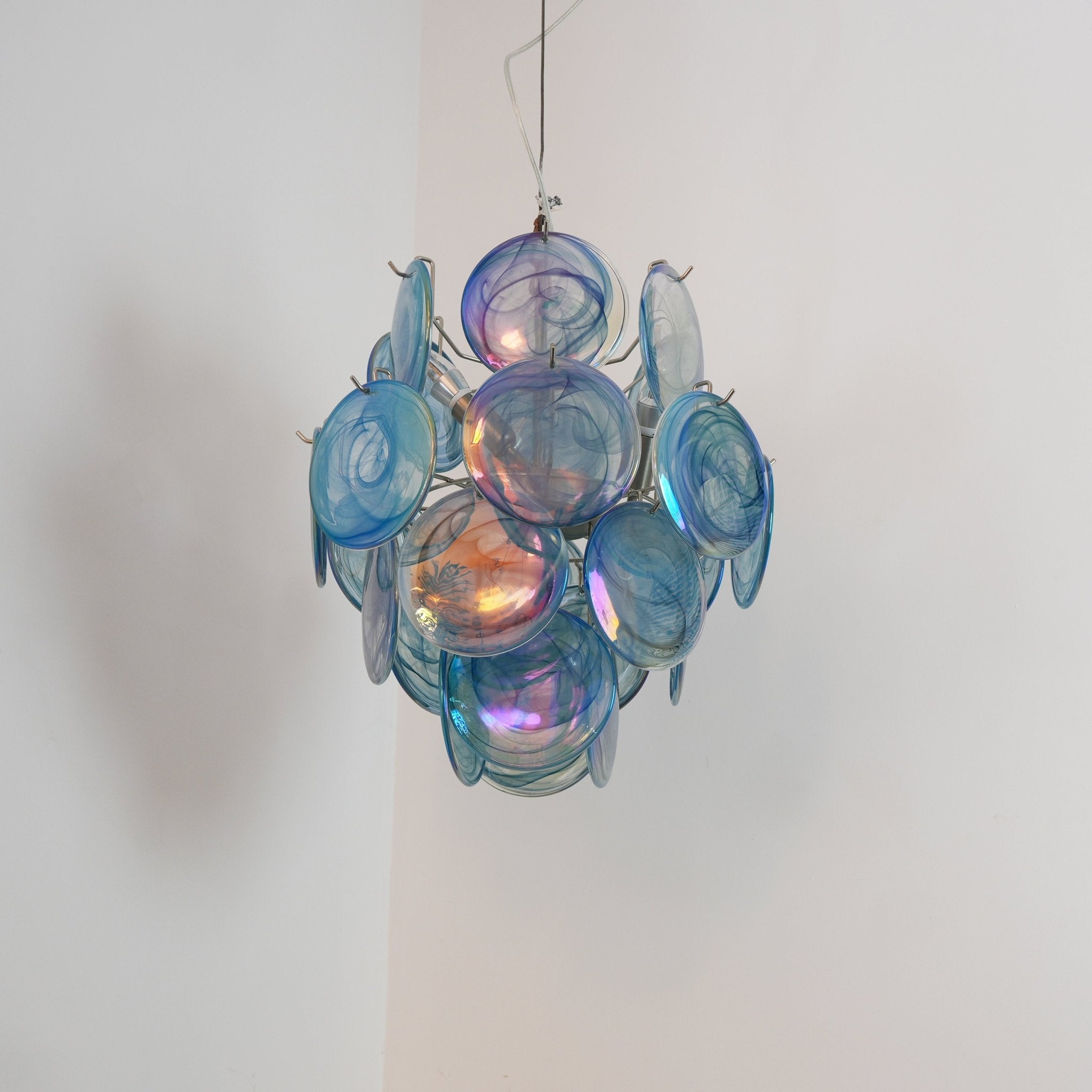 Liororine Chandelier Blue Murano Glass Disc Vintage