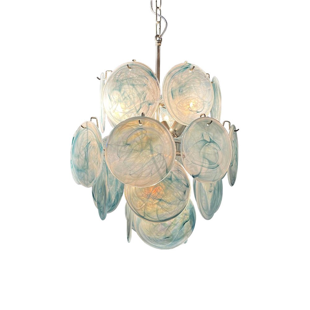 Liororine Chandelier Blue Murano Glass Disc Vintage