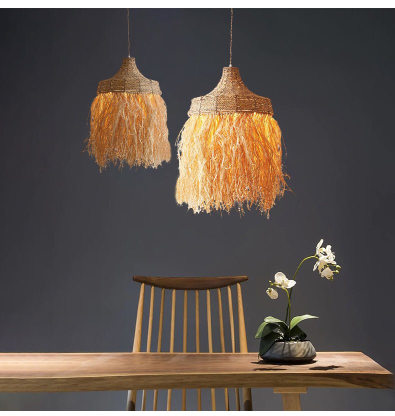 Bohemian Raffia Pendant Light