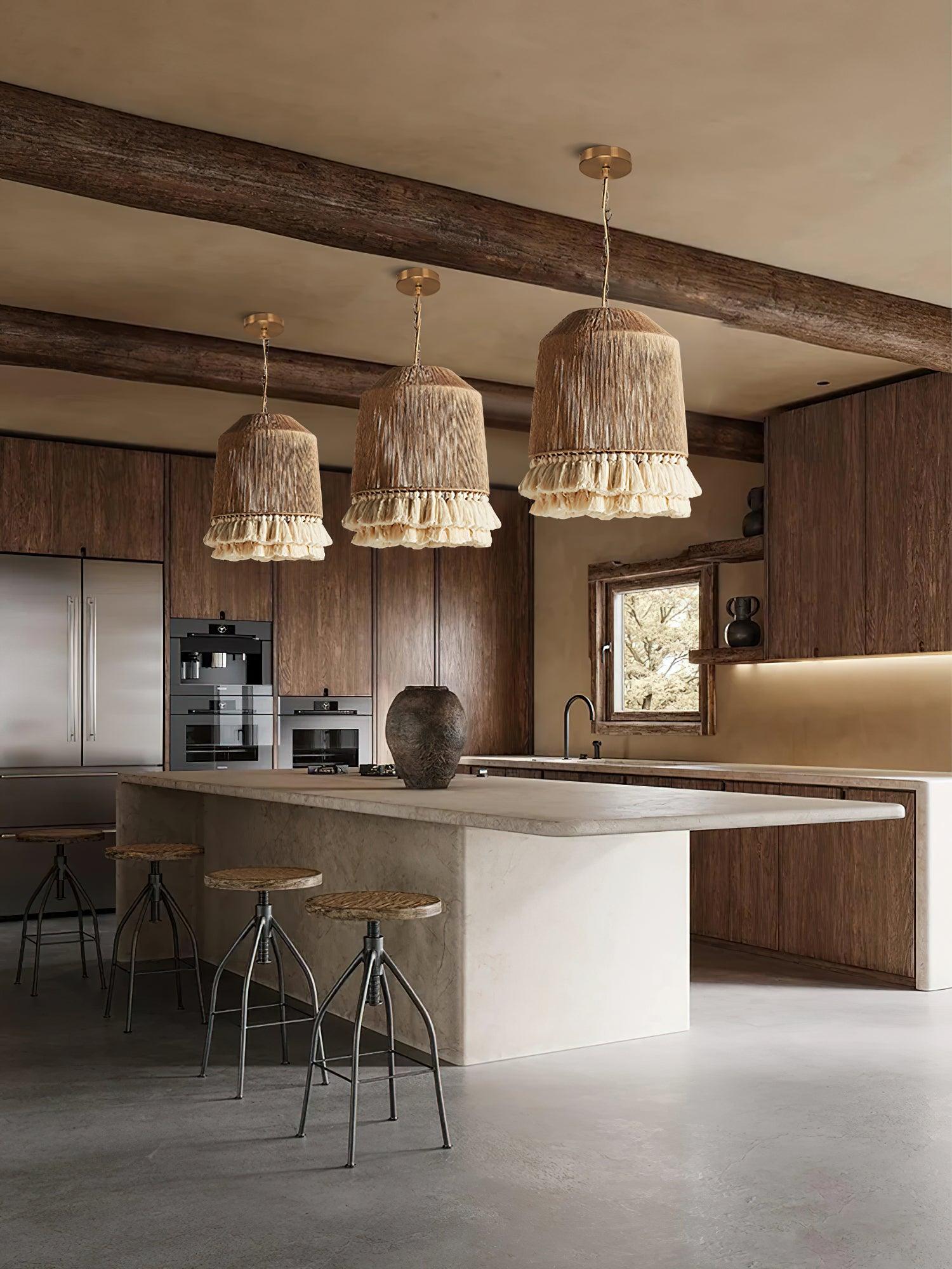 Lustra Pendant Lamp Cotton Tassels for Living Room - Neutral Decor