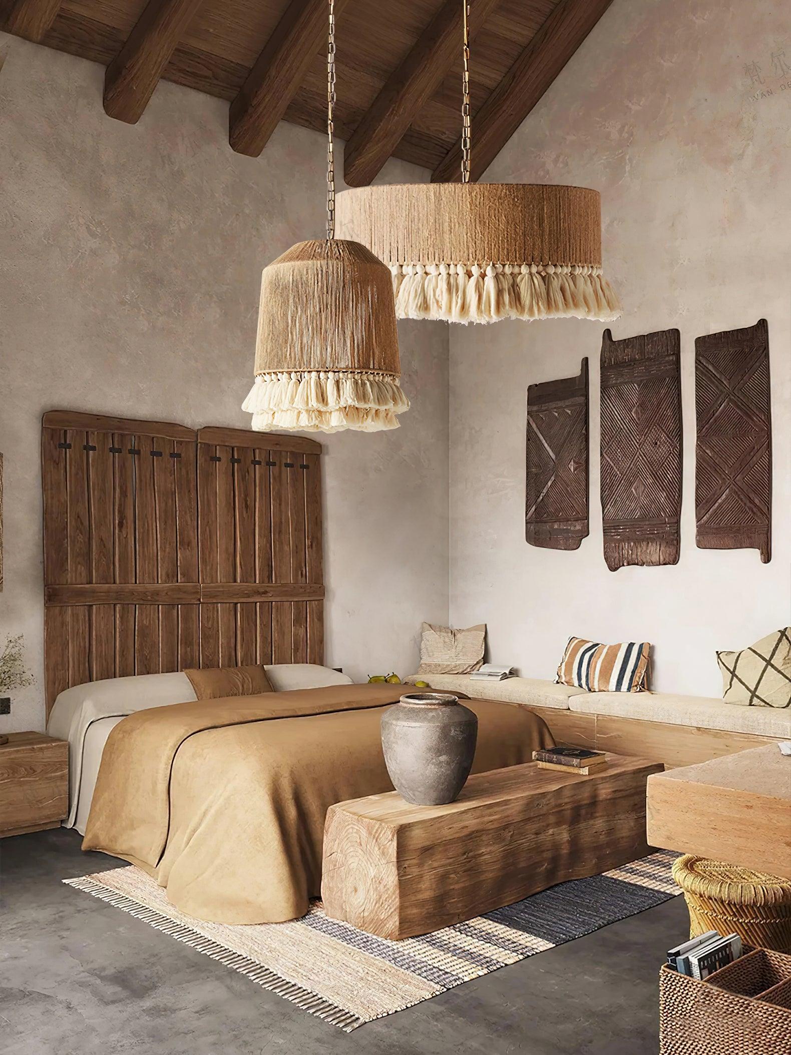 Lustra Pendant Lamp Cotton Tassels for Living Room - Neutral Decor