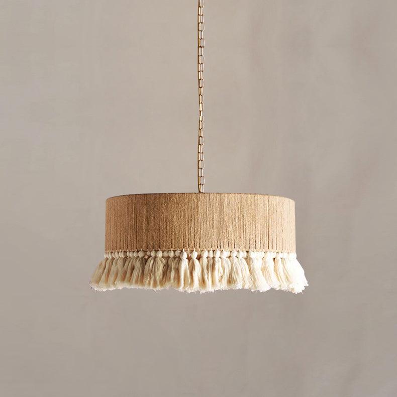 Lustra Pendant Lamp Cotton Tassels for Living Room - Neutral Decor