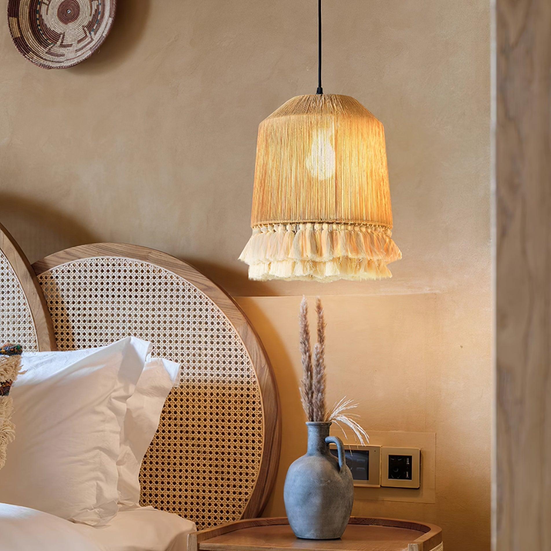 Lustra Pendant Lamp Cotton Tassels for Living Room - Neutral Decor