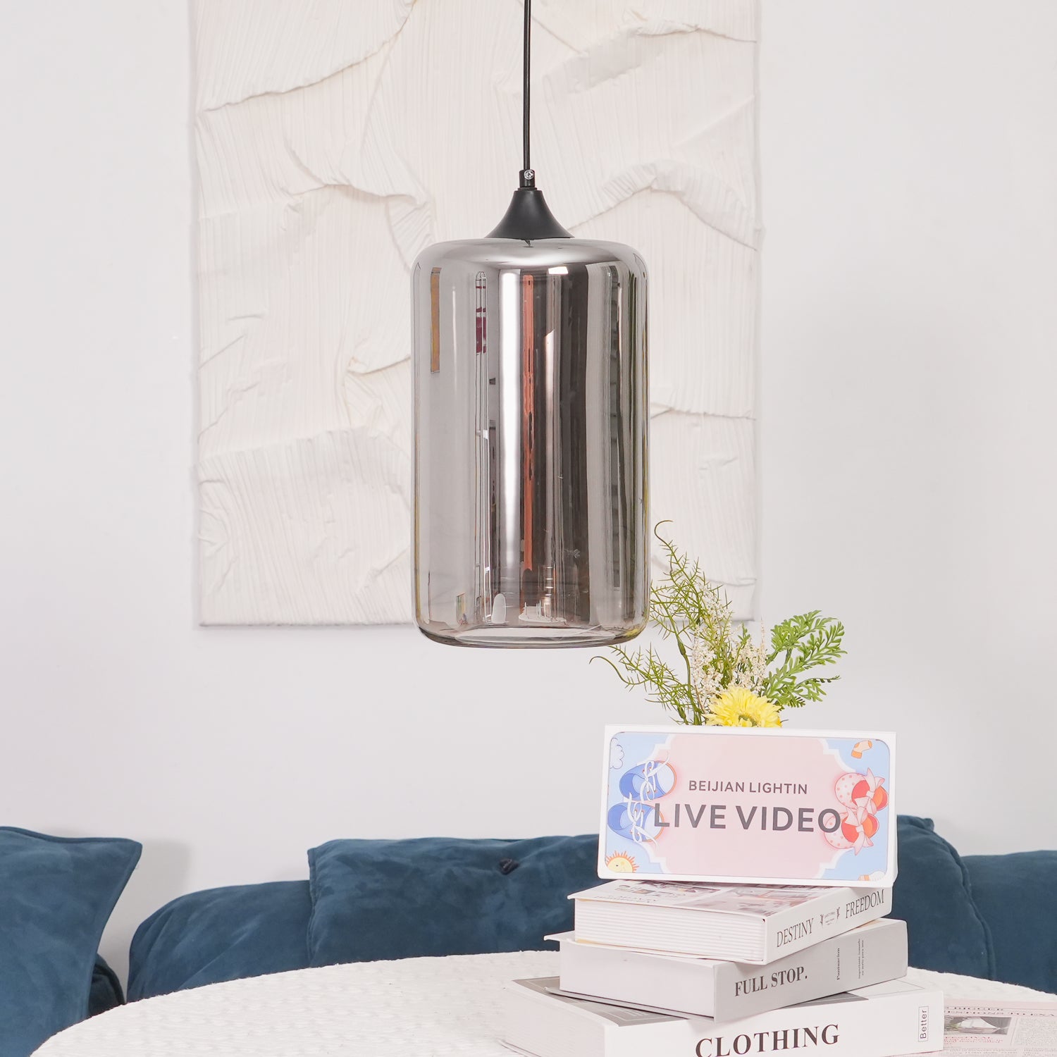 Valentina Minimalist Bottle Glass Pendant Light Smoke Gray