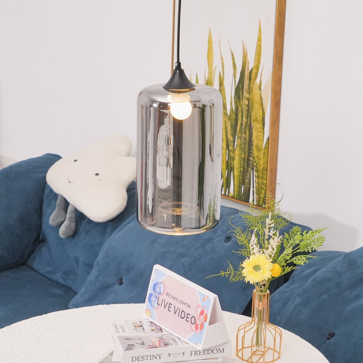 Valentina Minimalist Bottle Glass Pendant Light Smoke Gray