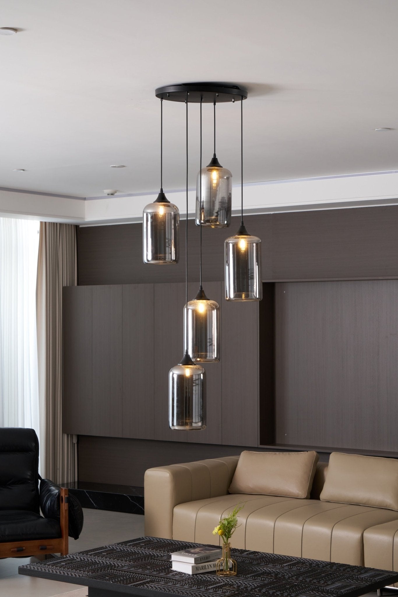 Tevely Glass Industrial Chic Pendant Light
