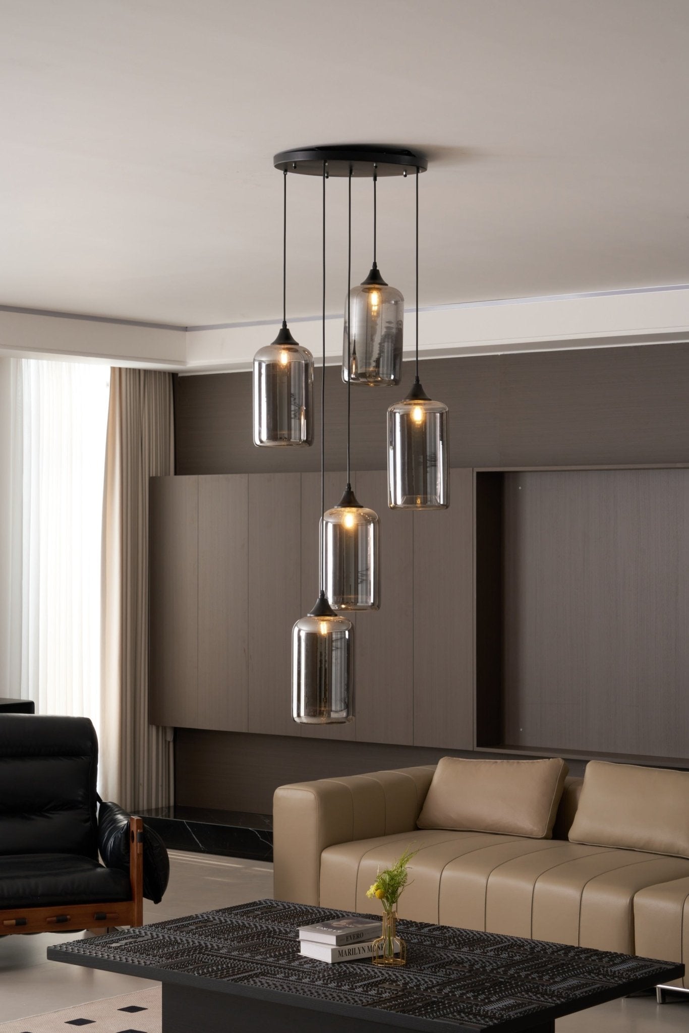 Tevely Glass Industrial Chic Pendant Light