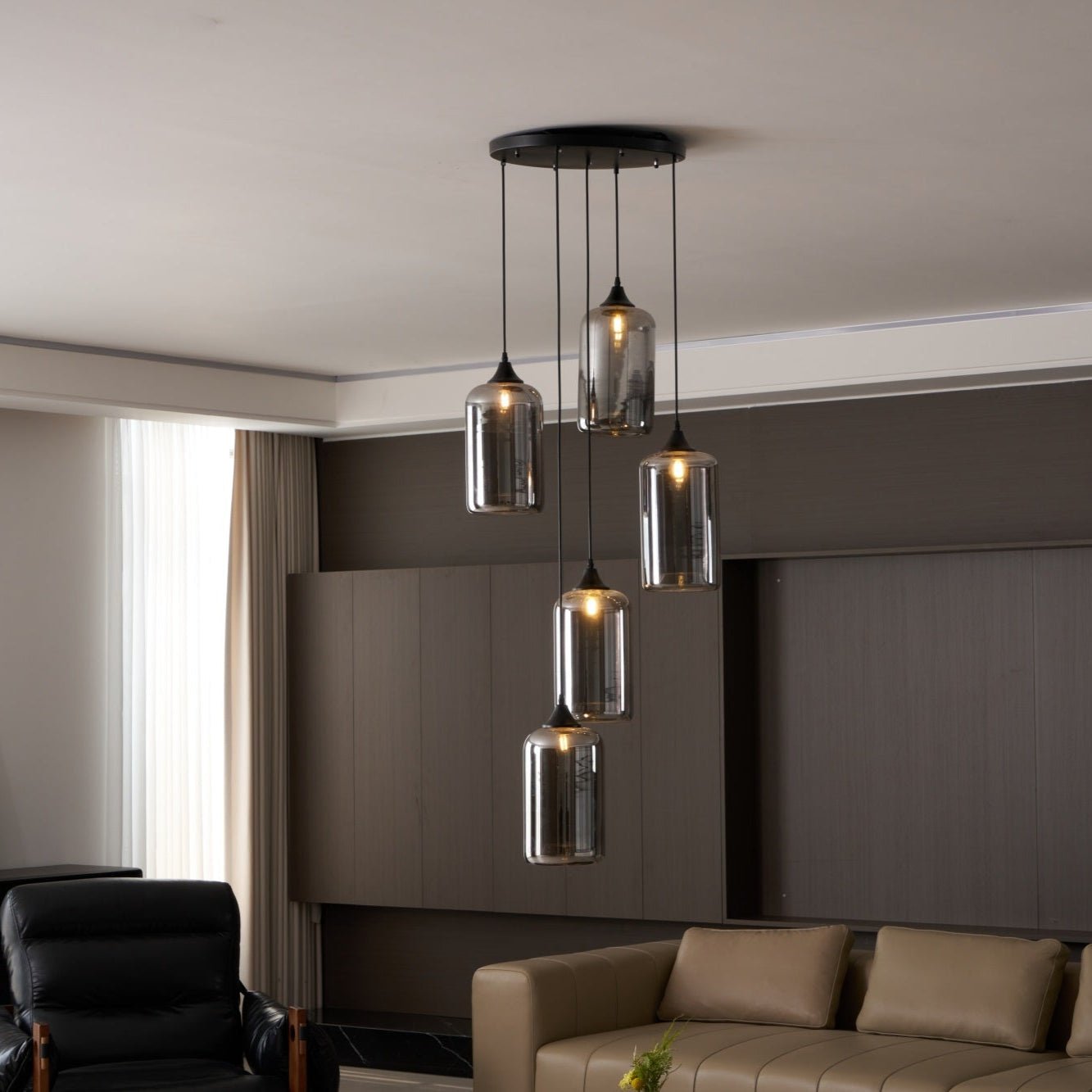 Tevely Glass Industrial Chic Pendant Light