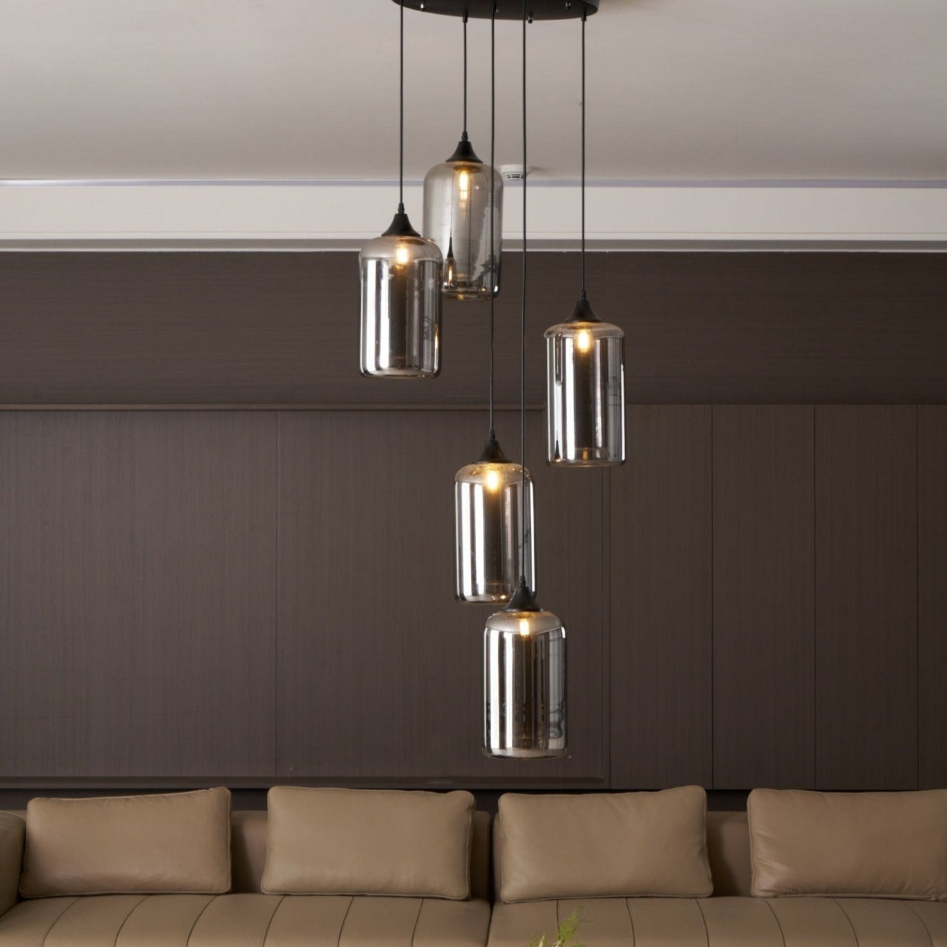 Valentina Minimalist Bottle Glass Pendant Light Smoke Gray