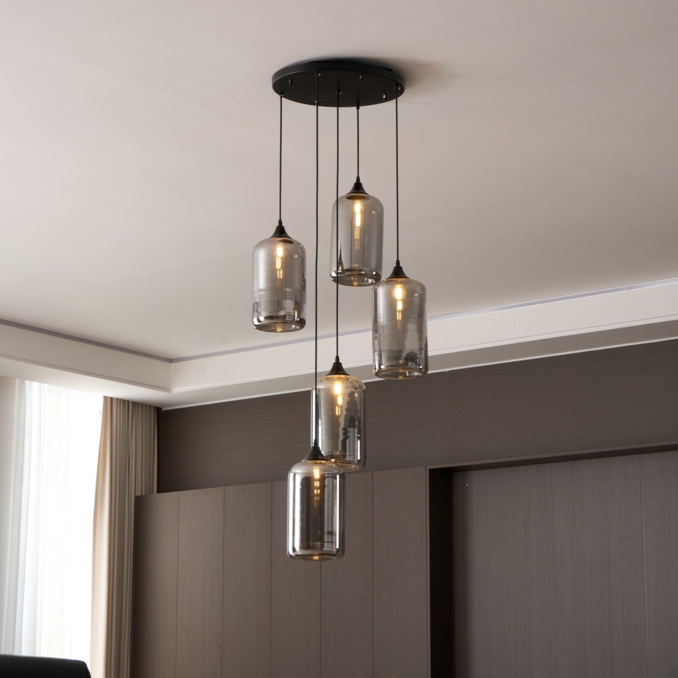 Tevely Glass Industrial Chic Pendant Light
