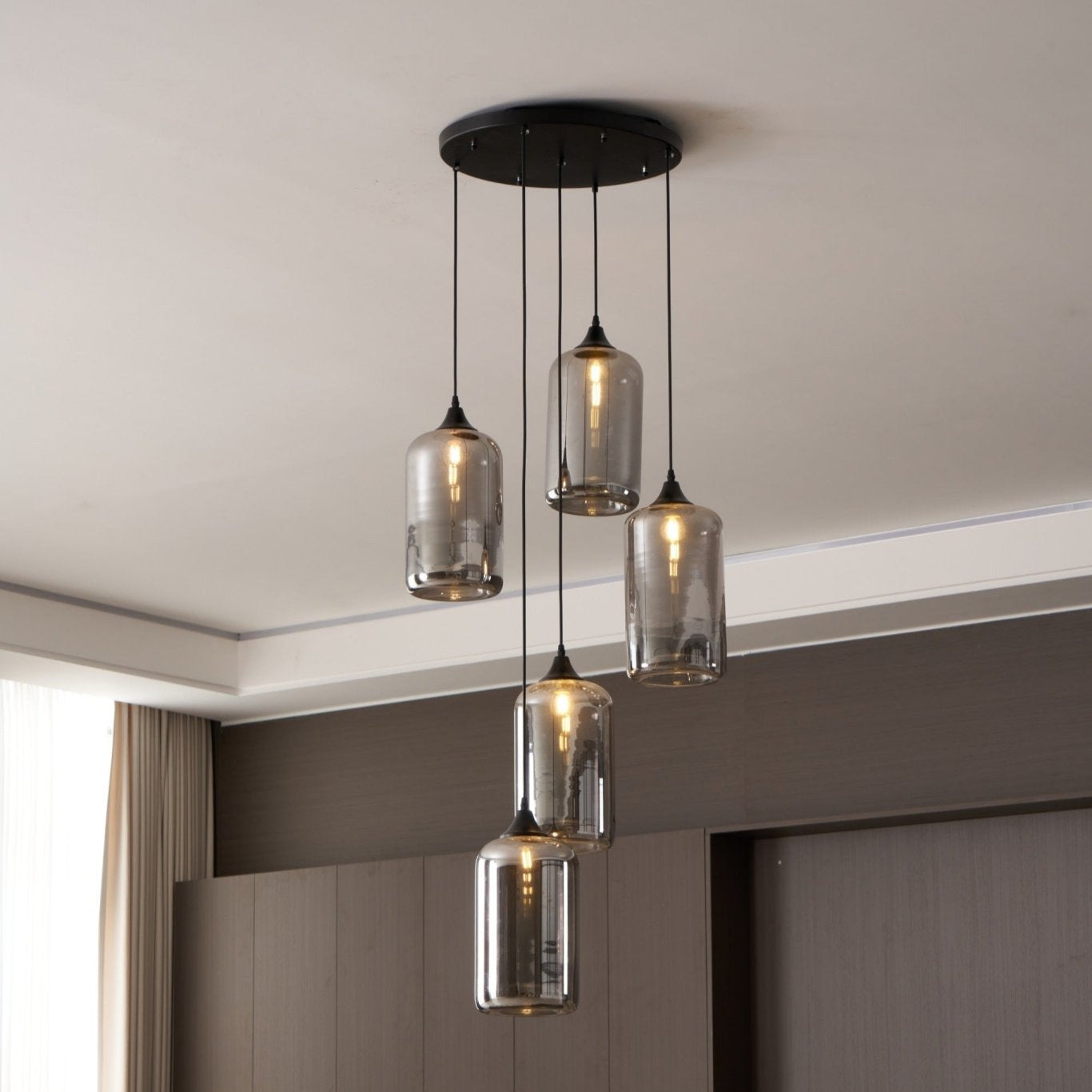 Valentina Minimalist Bottle Glass Pendant Light Smoke Gray