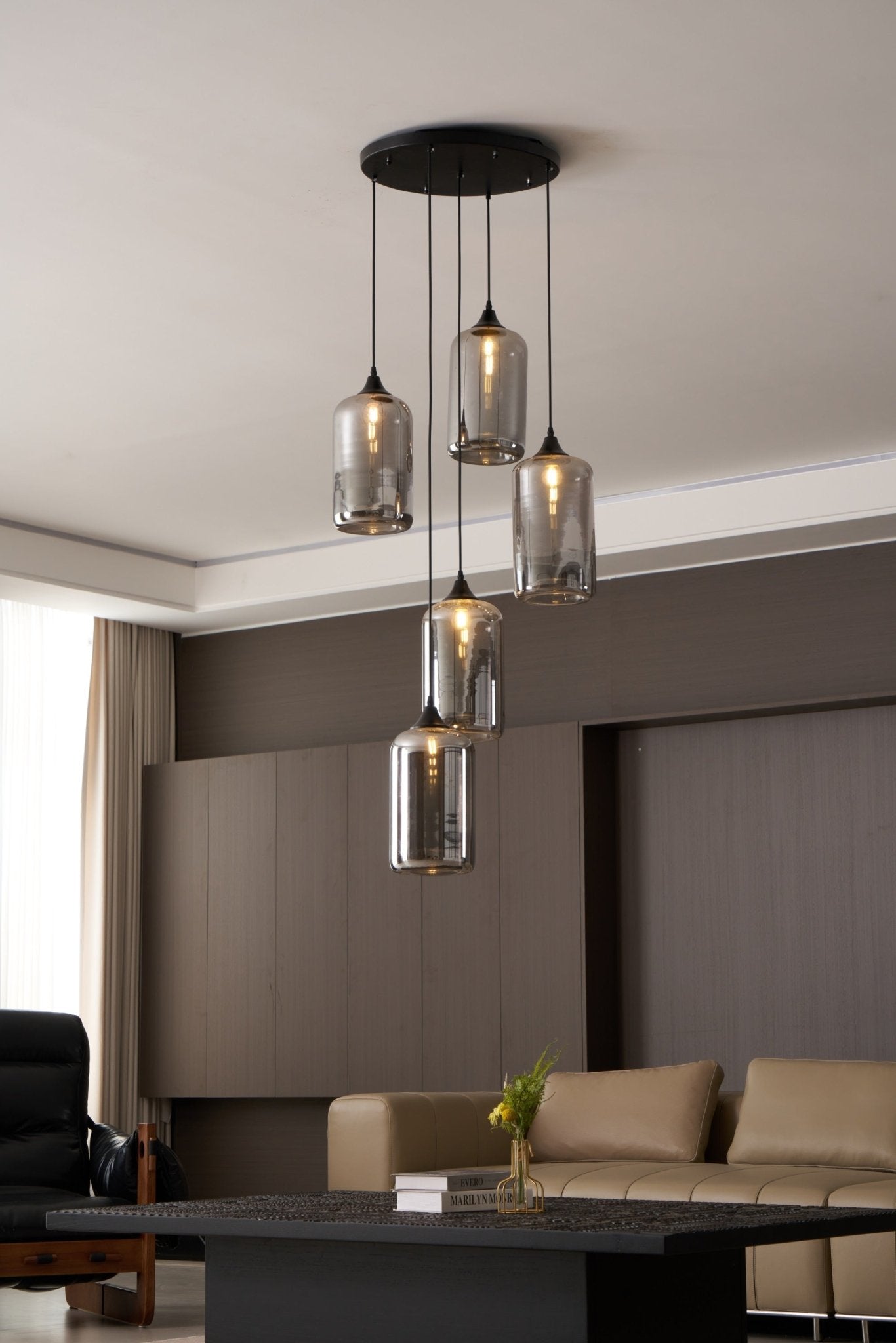 Tevely Glass Industrial Chic Pendant Light