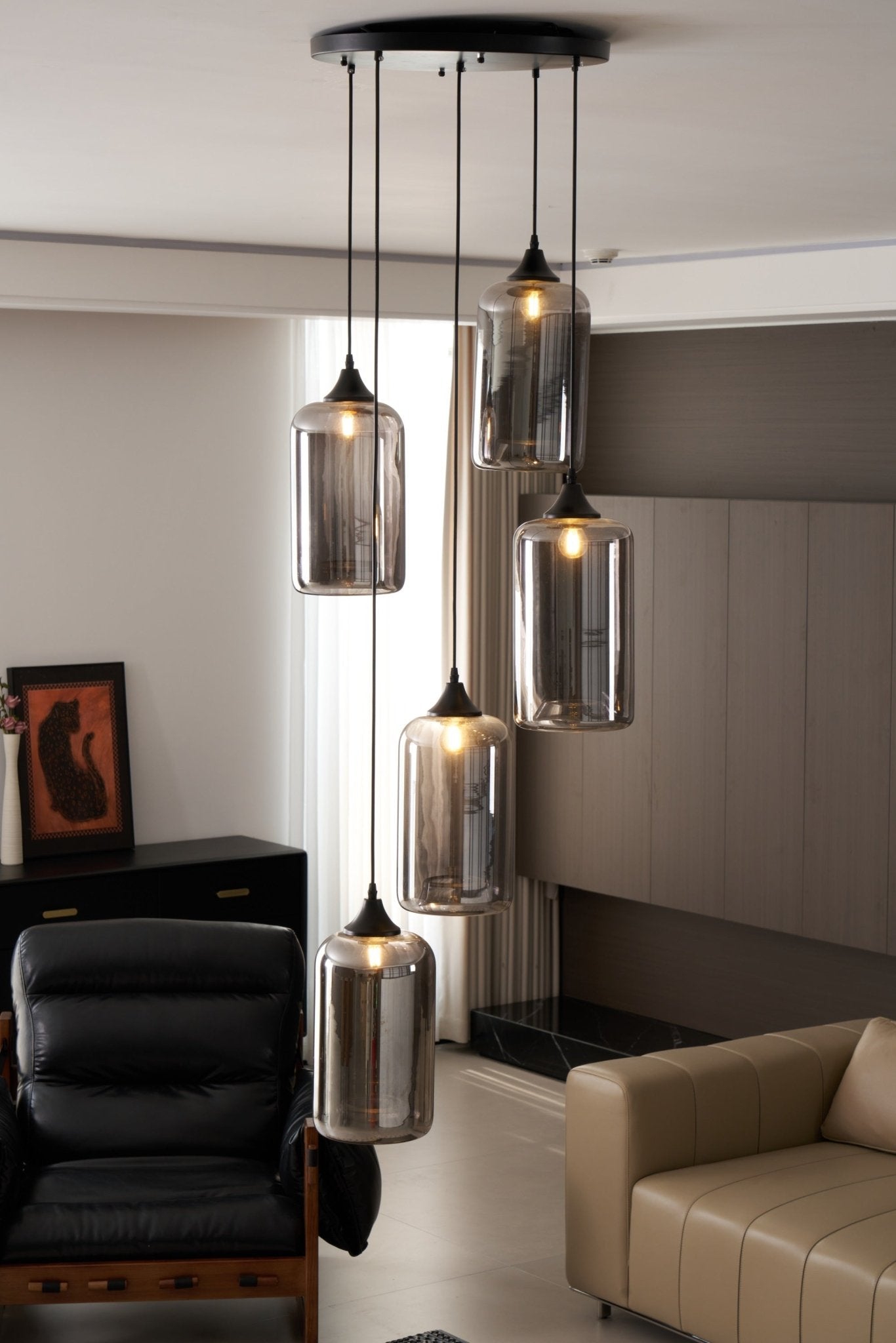 Tevely Glass Industrial Chic Pendant Light