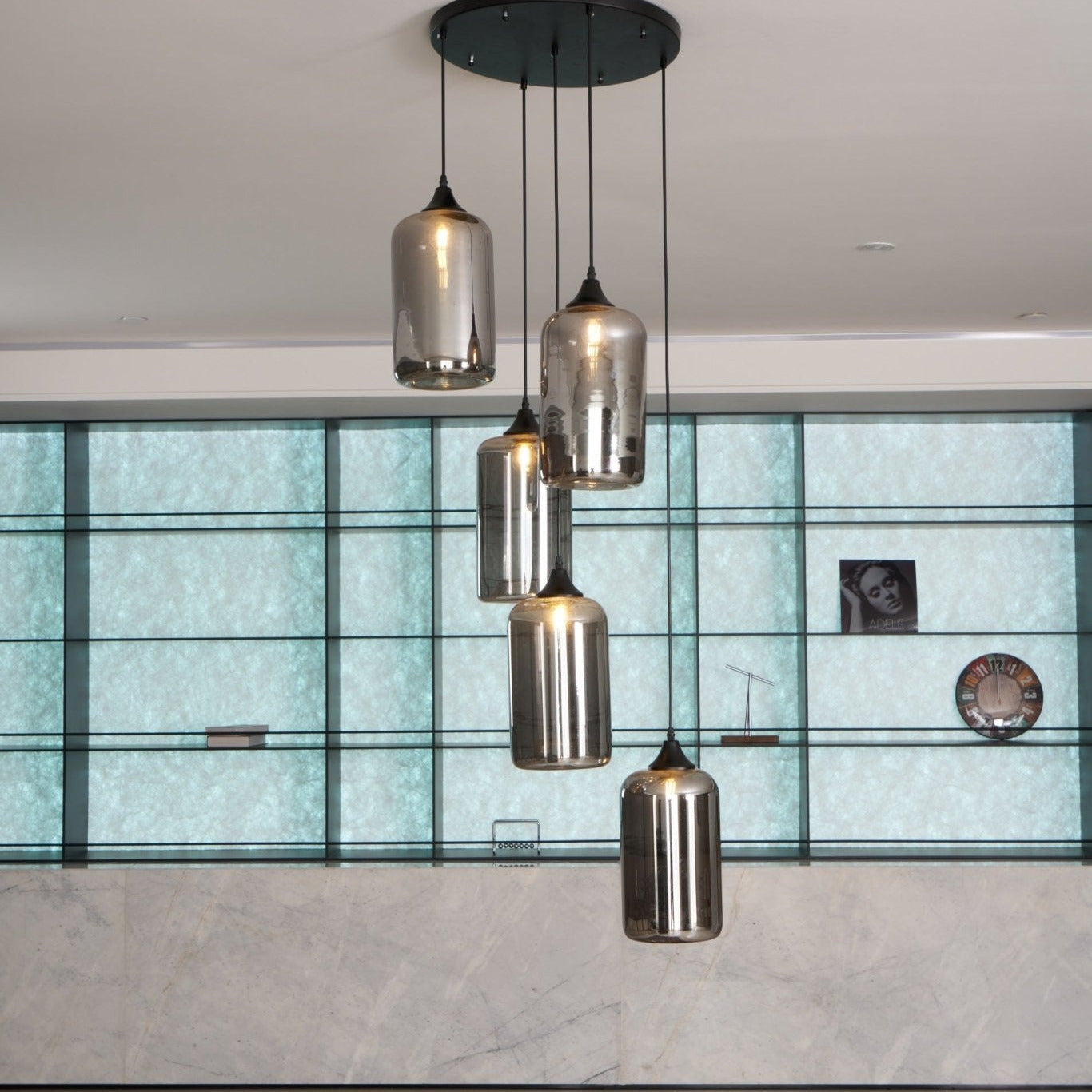 Valentina Minimalist Bottle Glass Pendant Light Smoke Gray