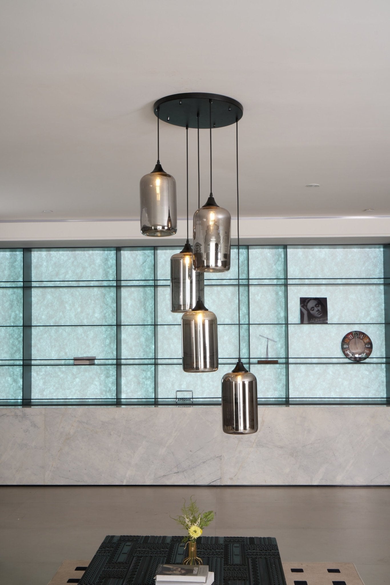 Tevely Glass Industrial Chic Pendant Light