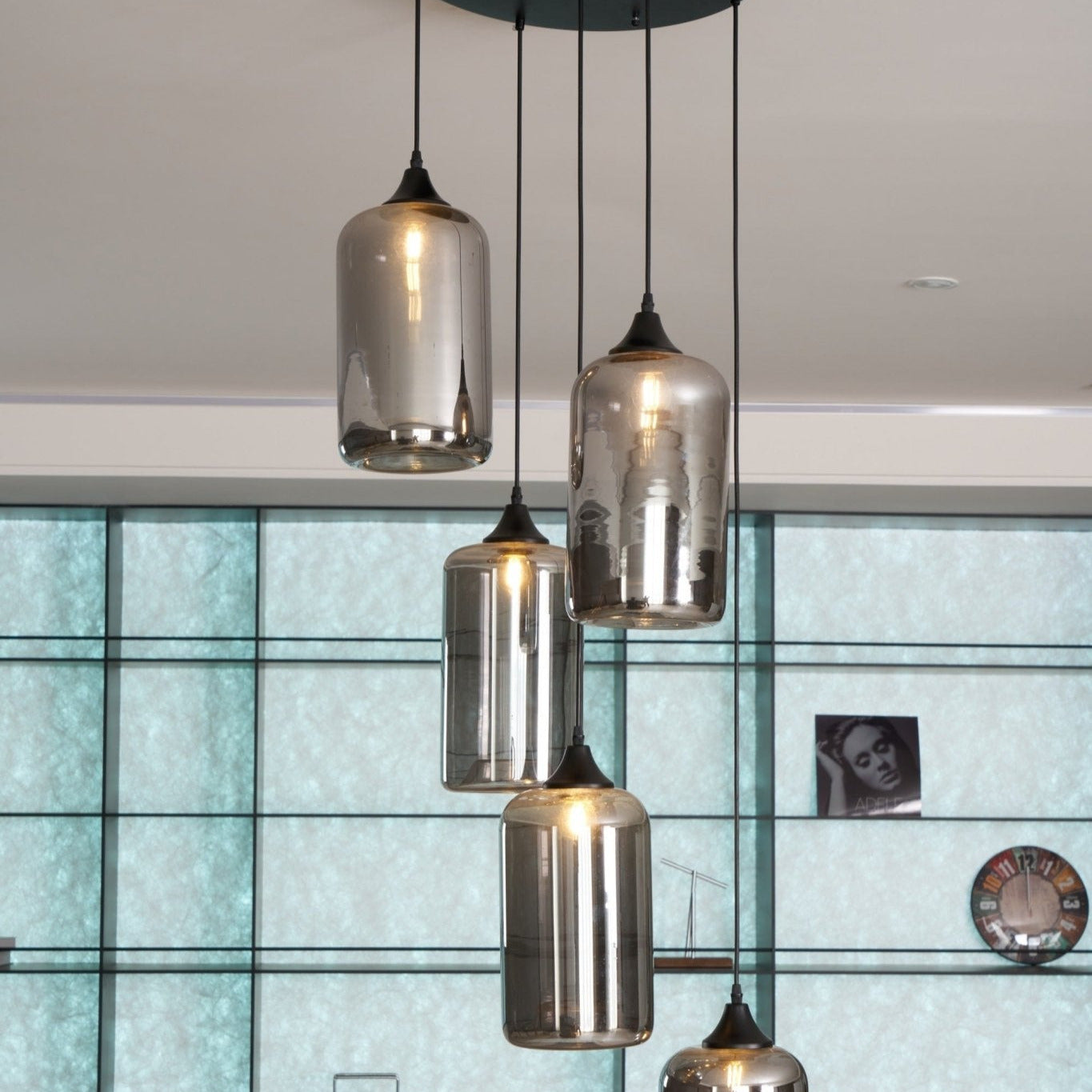 Valentina Minimalist Bottle Glass Pendant Light Smoke Gray