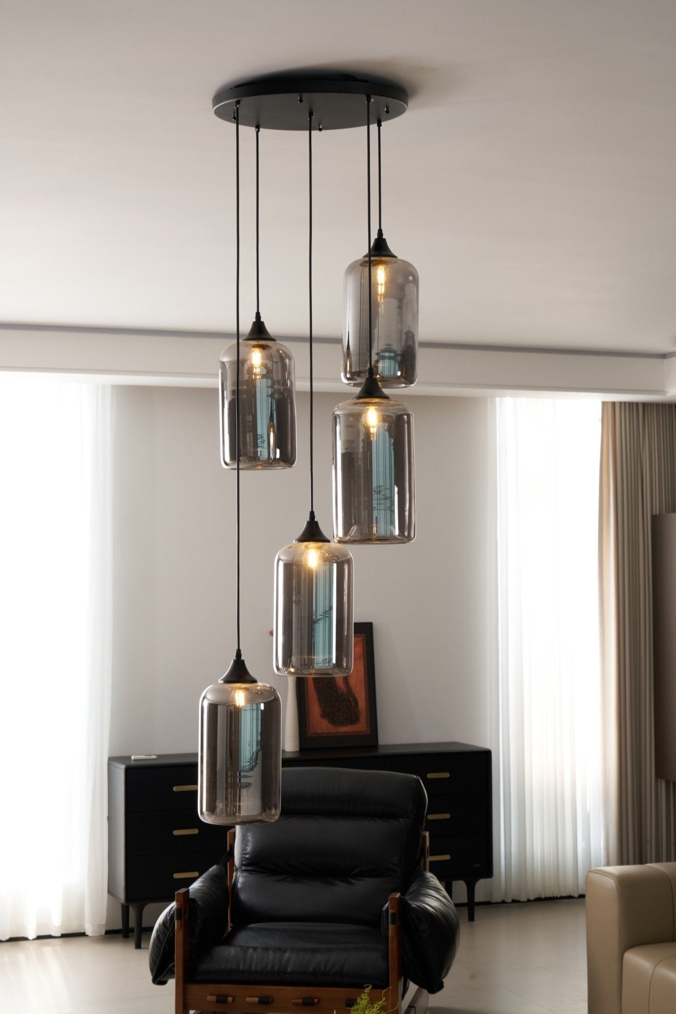Tevely Glass Industrial Chic Pendant Light