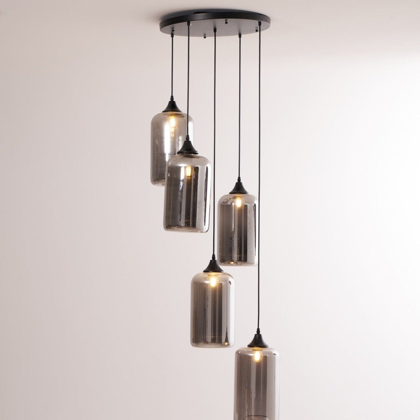 Valentina Minimalist Bottle Glass Pendant Light Smoke Gray