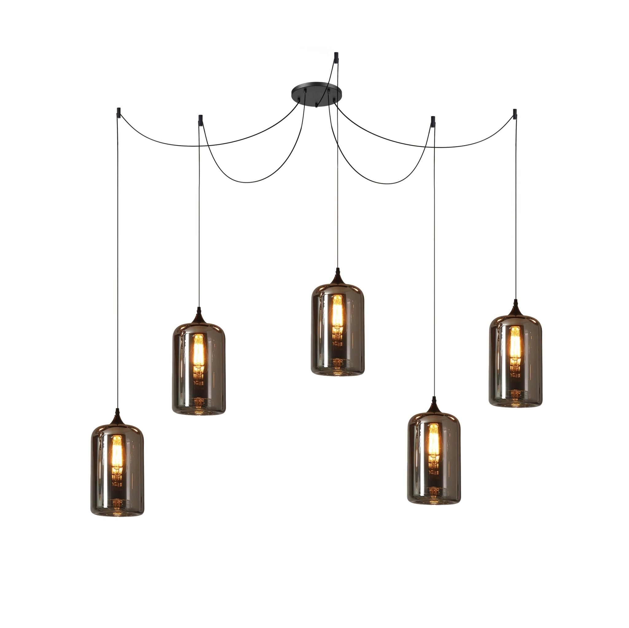 Valentina Minimalist Bottle Glass Pendant Light Smoke Gray
