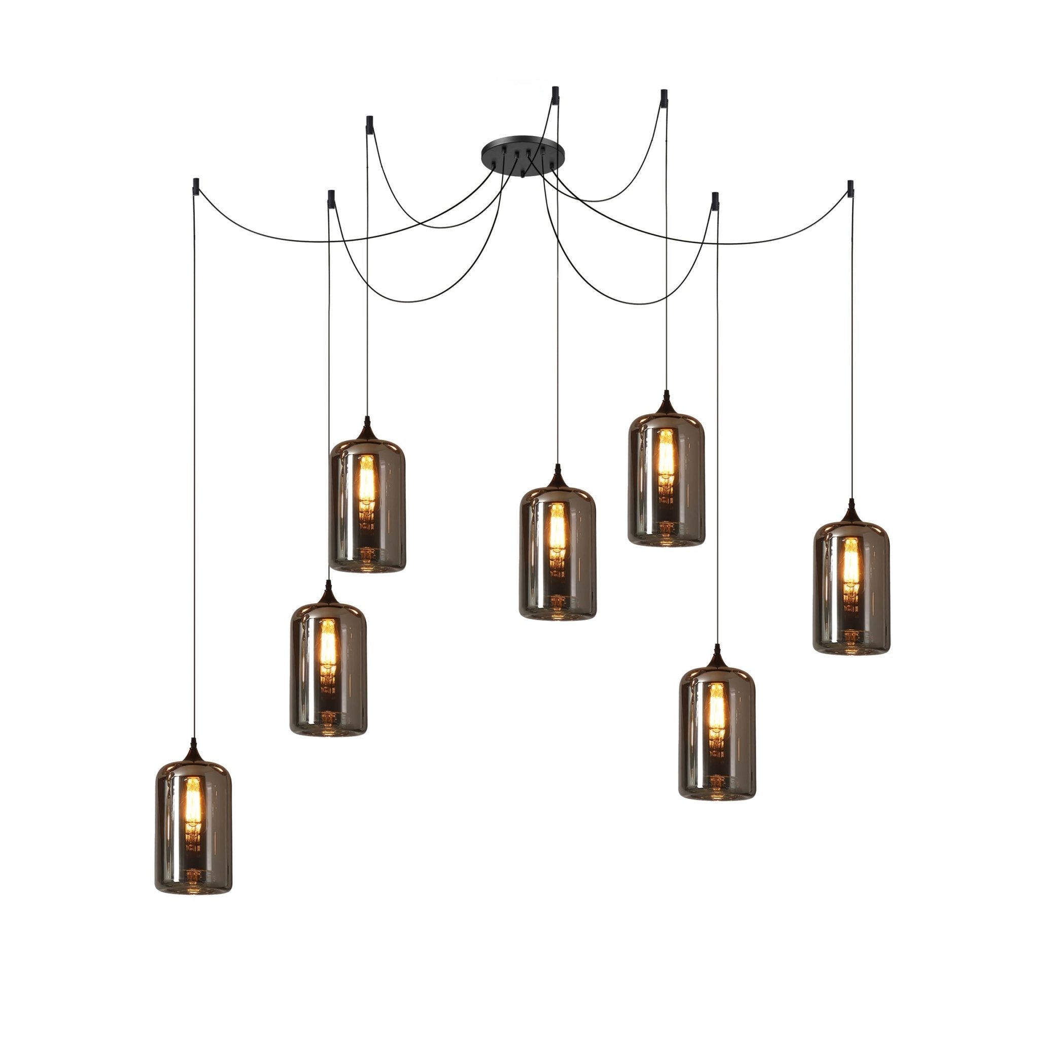 Valentina Minimalist Bottle Glass Pendant Light Smoke Gray