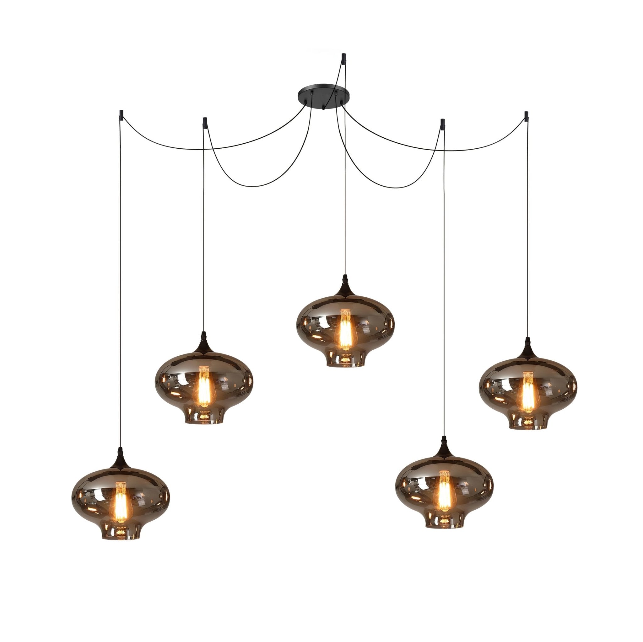 Valentina Minimalist Bottle Glass Pendant Light Smoke Gray