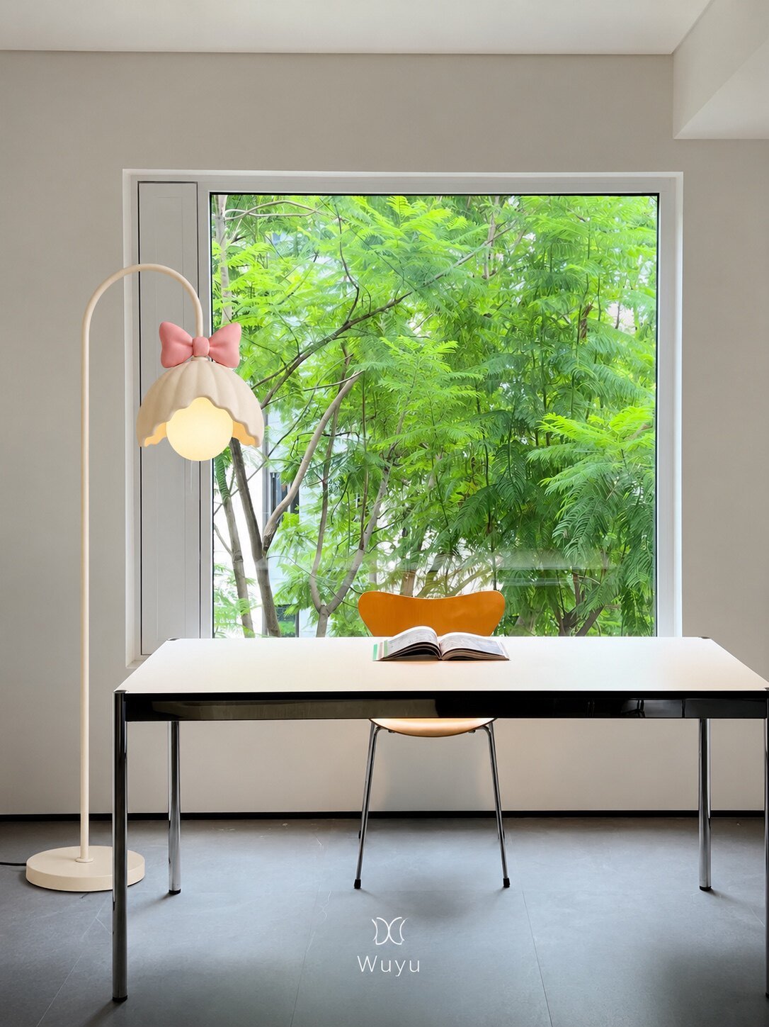 Bow Trim Petal Shade Floor Lamp