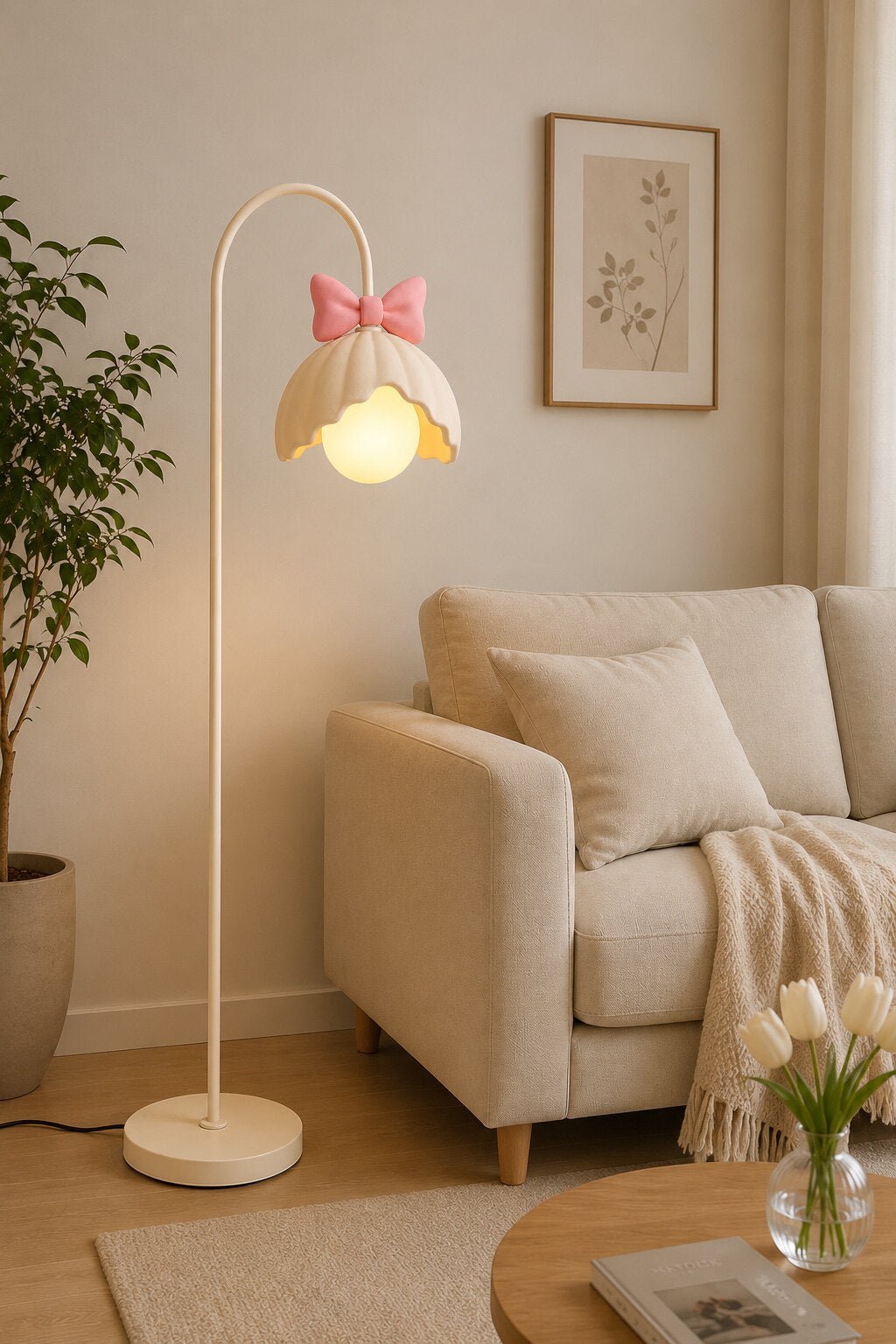 Bow Trim Petal Shade Floor Lamp