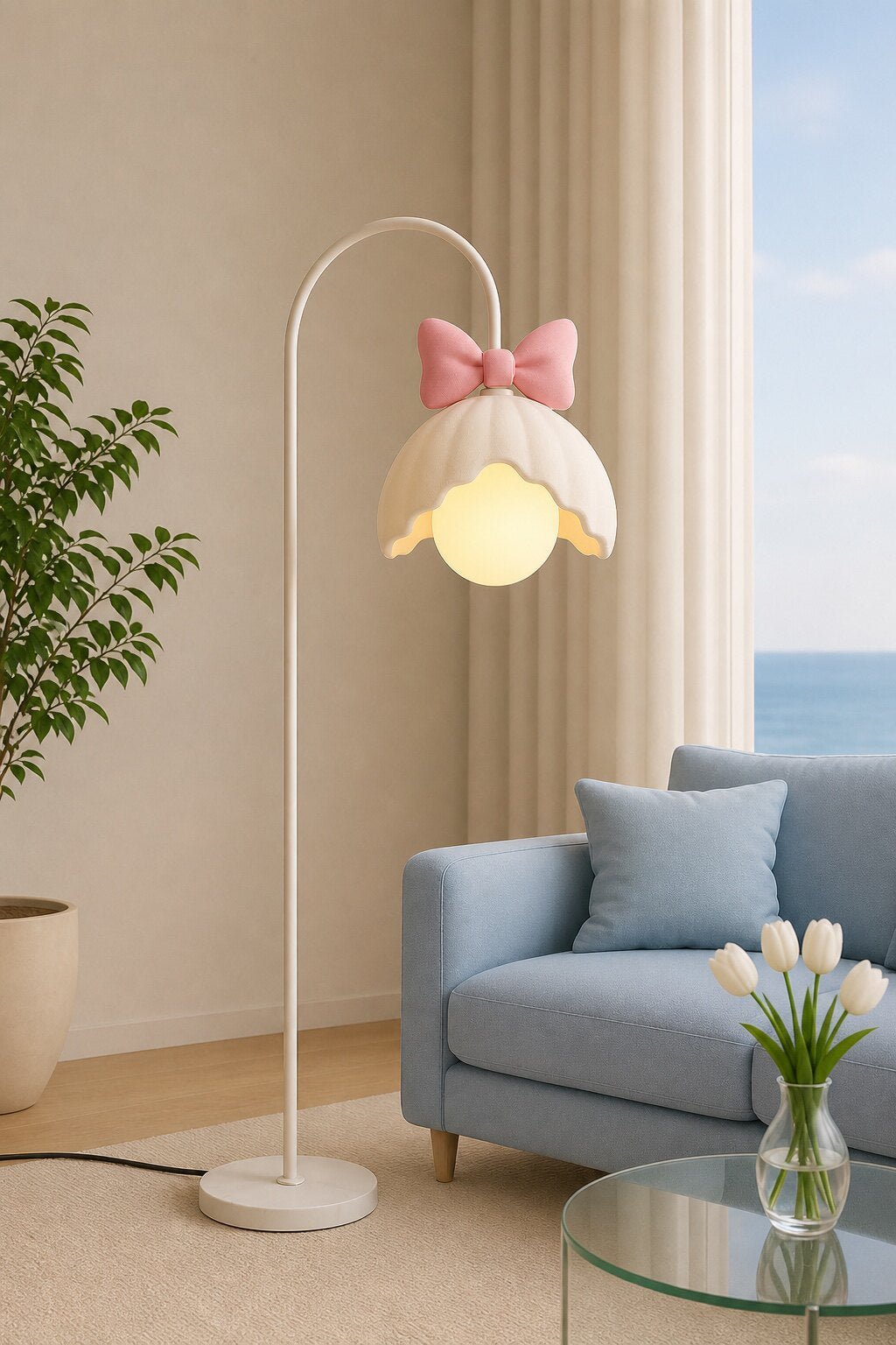 Bow Trim Petal Shade Floor Lamp