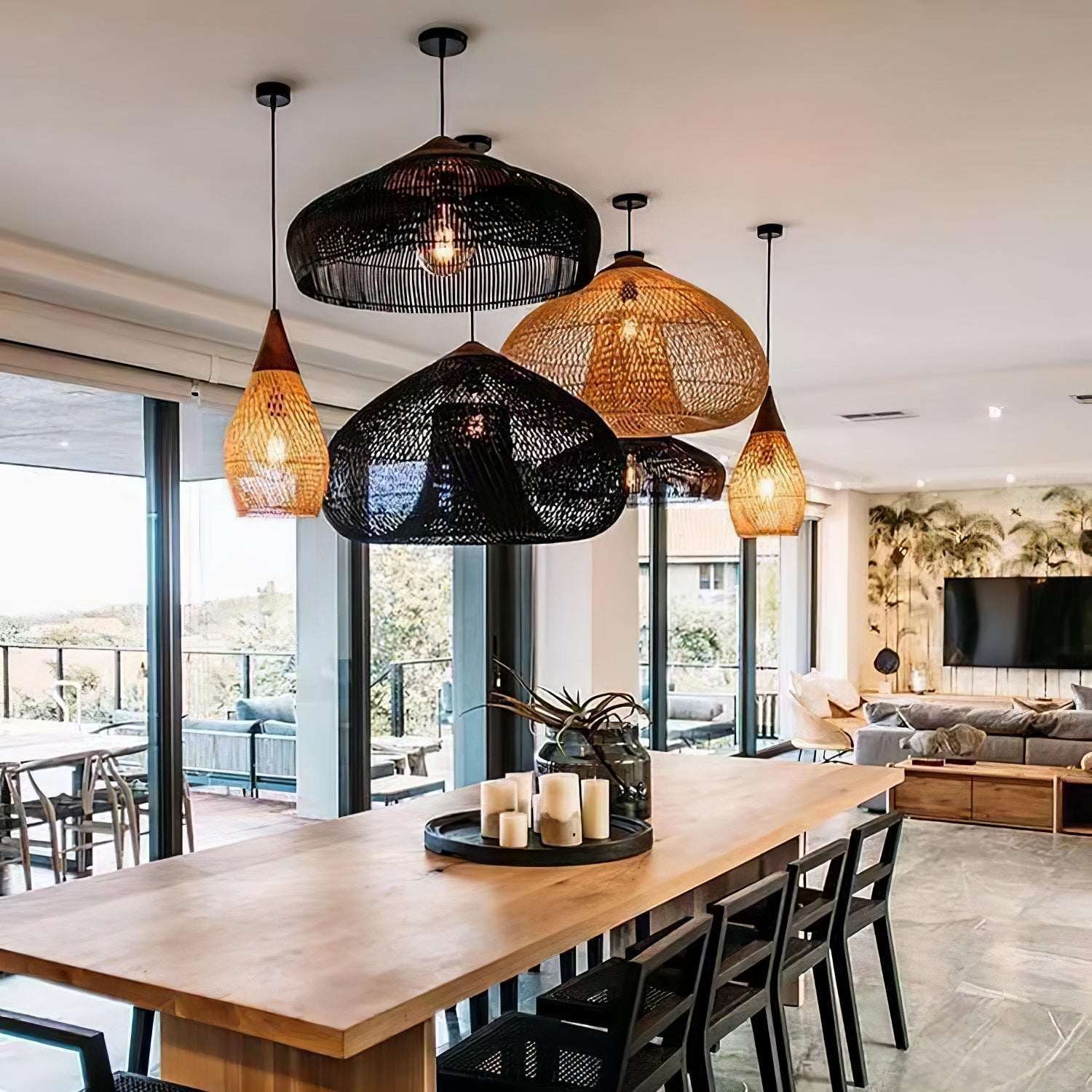 Ritta Braided Rattan Pendant Light