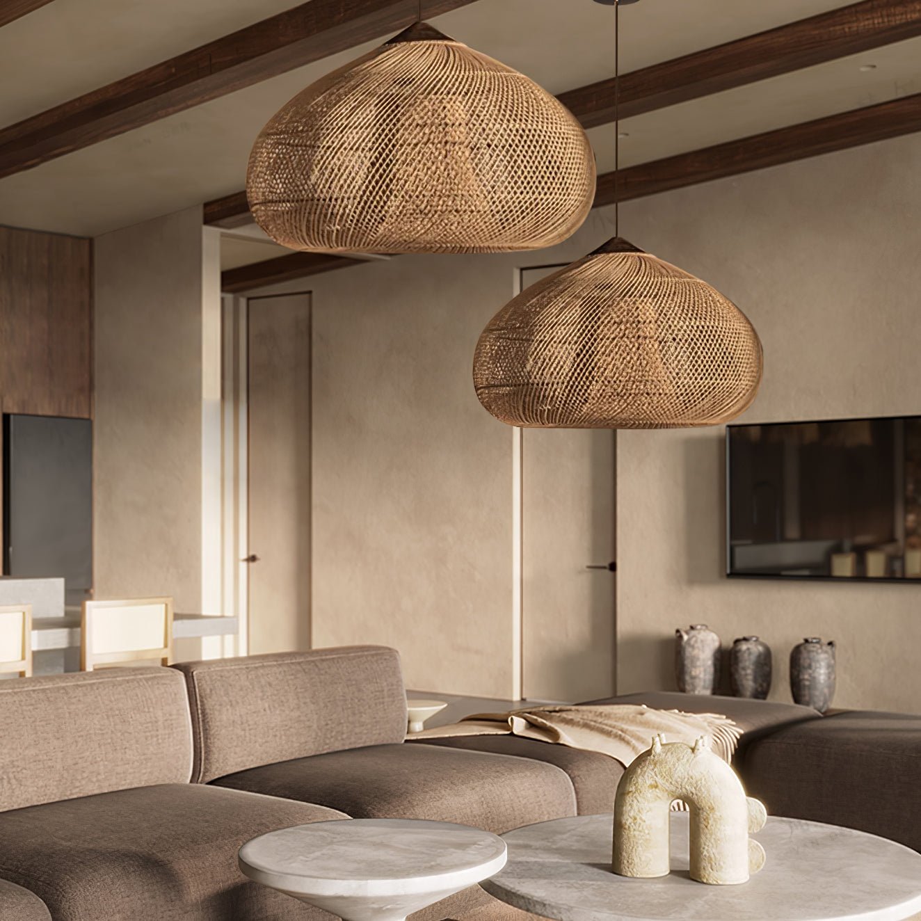 Ritta Braided Rattan Pendant Light