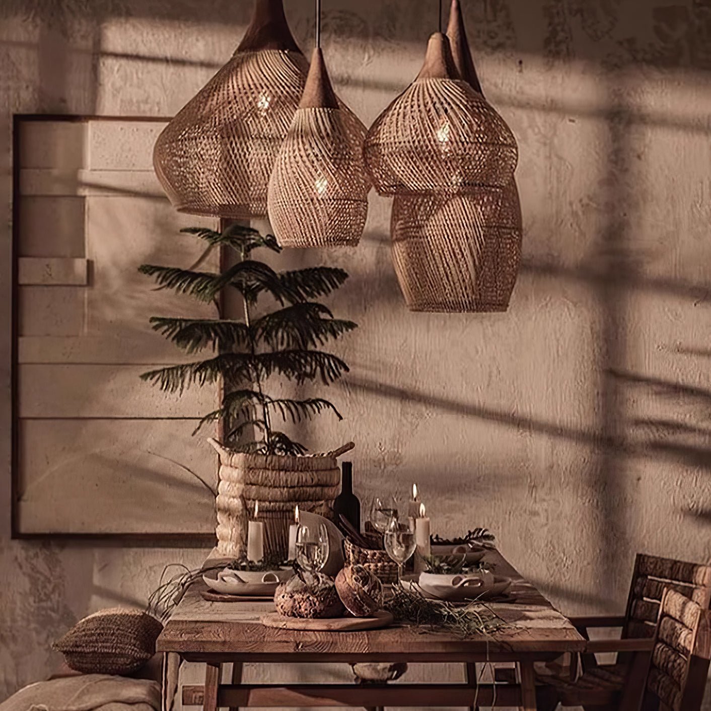 Ritta Braided Rattan Pendant Light