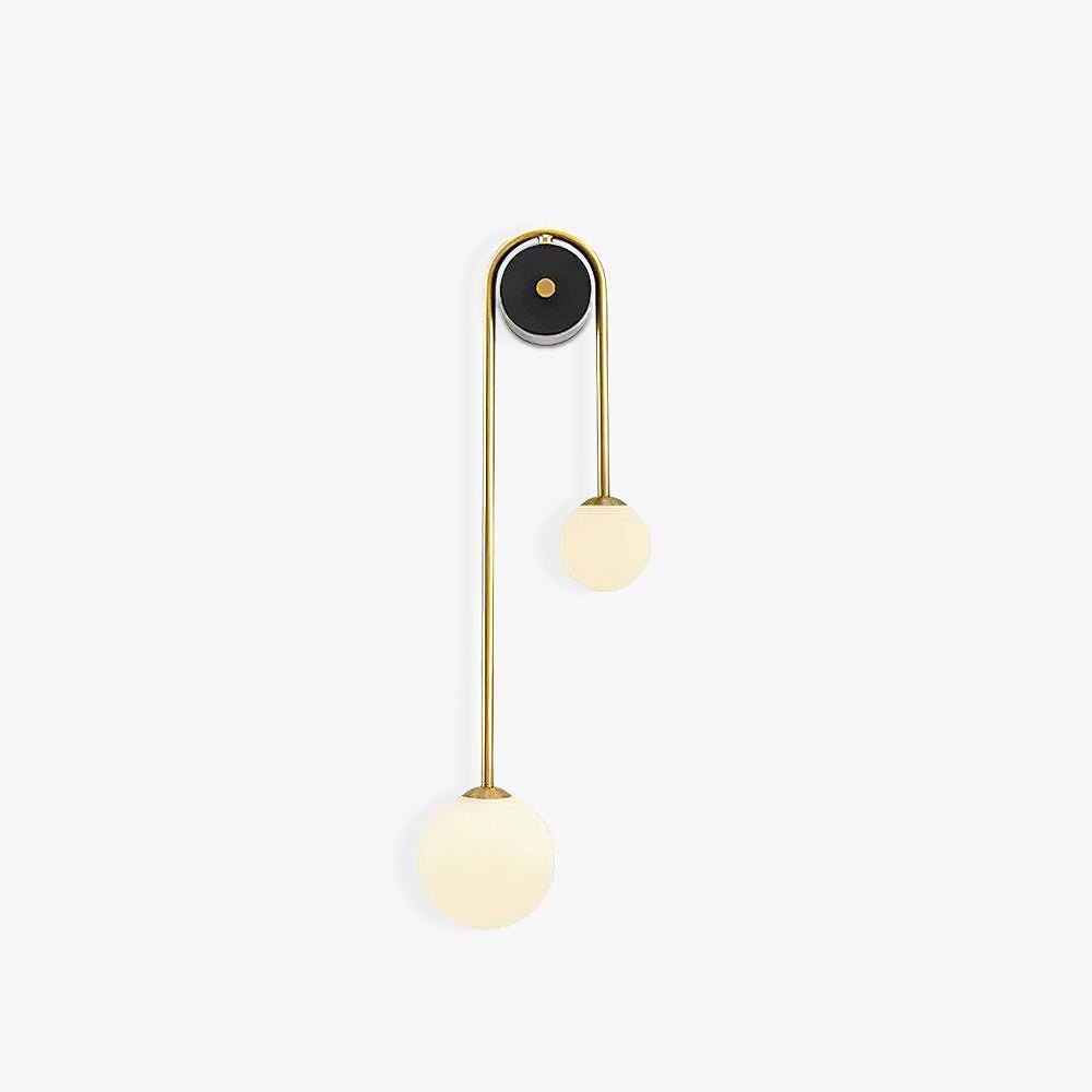 Teveny Modern Minimalist Arc Brass Glass Wall Light