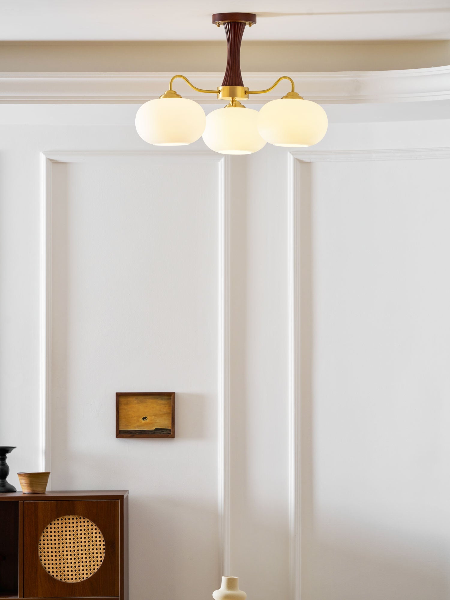 Norwell Brass Wooden Persimmon Chandelier