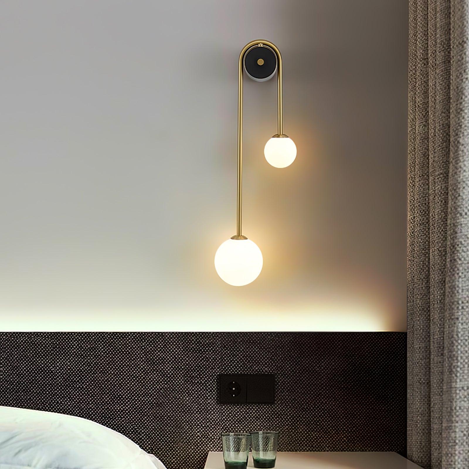 Teveny Modern Minimalist Arc Brass Glass Wall Light